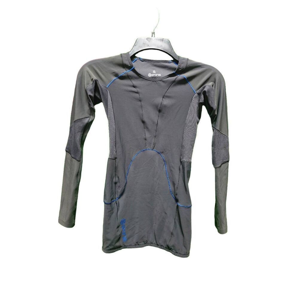 Skins RY400 Top Grey Blue Compression Sports Gym Workout Small
